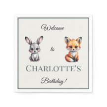 Boho Woodland Bunny Fox Enfant's Birthday