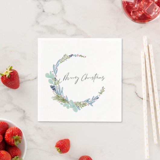 Serviette En Papier Boho Wreath Joyeux Noël Design moderne (En situation)