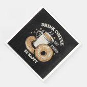 Serviette En Papier Boire Café Manger Bagels Soyez Heureux (Coin)