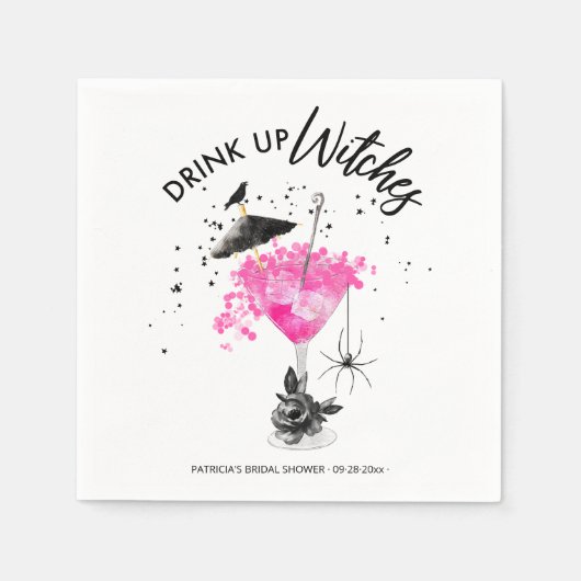 Serviette En Papier Boire des sorcières Cocktail Halloween Fête des ma (Devant)