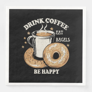 Serviette En Papier Boire du café manger des bagels être heureux