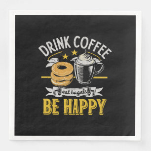 Serviette En Papier Boire du café manger des bagels être heureux