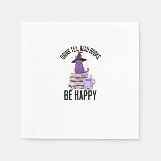 Serviette En Papier Boire Lire Livres Whimsigoth Halloween Design (Devant)