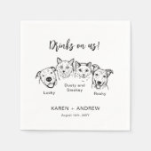 Serviette En Papier Boire Moderne Sur Moi 4 Animaux Mariages de chien (Devant)