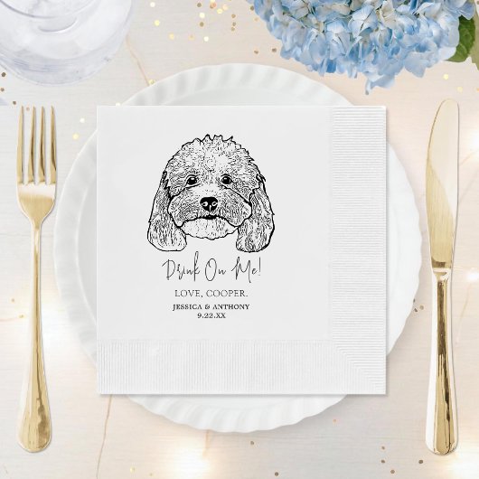 Serviette En Papier Boire Simple Sur Moi Mariage Dessin Main Chien