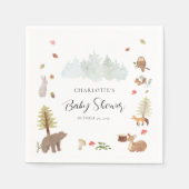 Serviette En Papier Bois Animaux Automne Baby shower automne Papier (Devant)