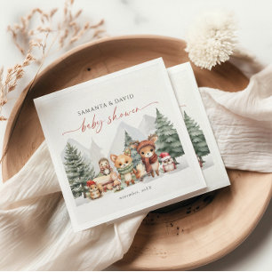 Serviette En Papier Bois Animaux Baby shower Forêt serviettes