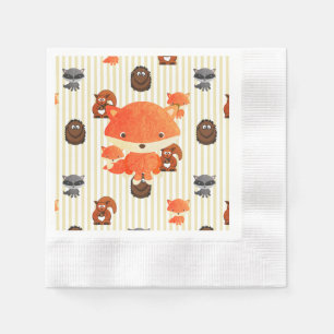 Serviette En Papier Bois Animaux Baby shower Tan Napkins