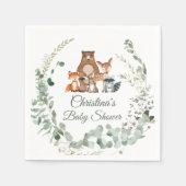 Serviette En Papier Bois Animaux Baby shower verdoyant (Devant)