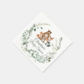 Serviette En Papier Bois Animaux Baby shower verdoyant (Coin)