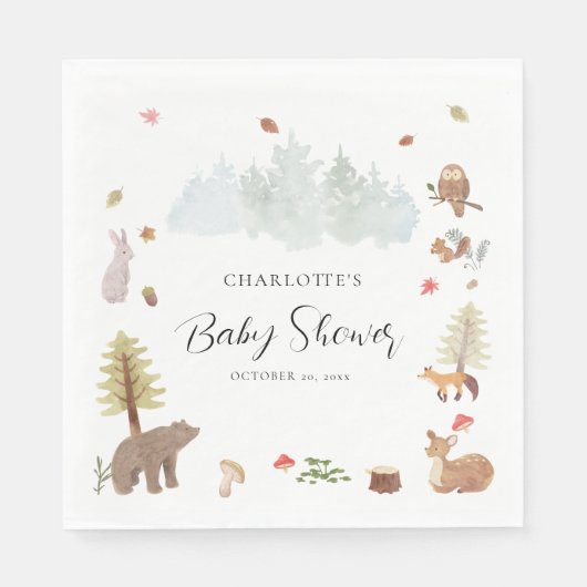 Serviette En Papier Bois Animaux Baby showers d'automne Papier (Devant)