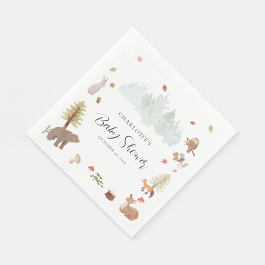 Serviette En Papier Bois Animaux Baby showers d'automne Papier (Coin)
