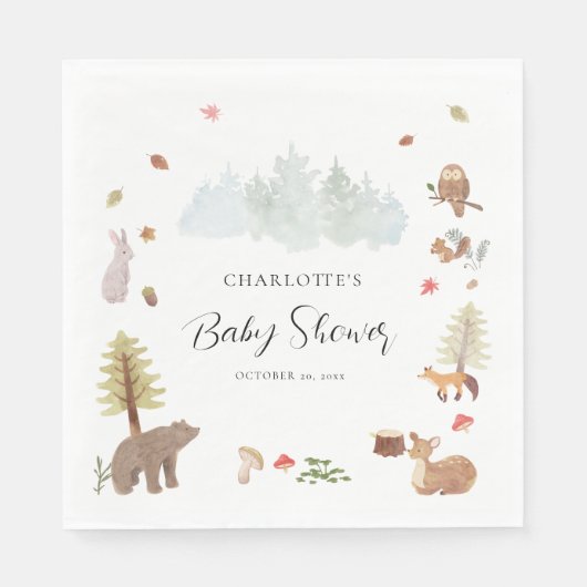 Serviette En Papier Bois Animaux Baby showers d'automne Papier (Devant)