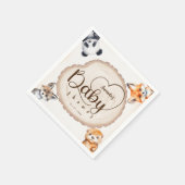 Serviette En Papier Bois Animaux Boho Baby shower mignon (Coin)