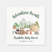 Serviette En Papier Bois Animaux Camping Baby shower d'aventure (Devant)