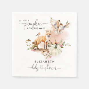 Serviette En Papier Bois Animaux Citrouille Automne Baby shower floral