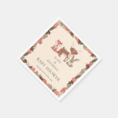 Serviette En Papier Bois Animaux Couples Baby shower / Saupoudrer (Coin)