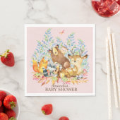 Serviette En Papier Bois Animaux Filles Papier Baby shower serviettes (En situation)