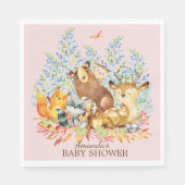 Serviette En Papier Bois Animaux Filles Papier Baby shower serviettes (Devant)