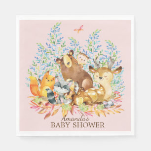 Serviette En Papier Bois Animaux Filles Papier Baby shower serviettes