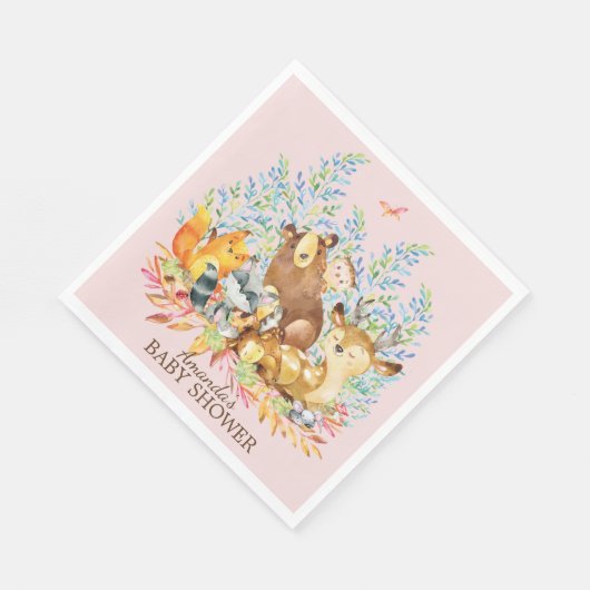 Serviette En Papier Bois Animaux Filles Papier Baby shower serviettes (Coin)