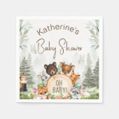 Serviette En Papier Bois Animaux Forêt Baby shower de verdure (Devant)