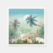 Serviette En Papier Bois Animaux Jungle Baby shower de verdure (Devant)
