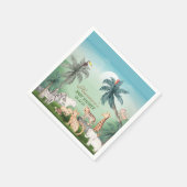 Serviette En Papier Bois Animaux Jungle Baby shower de verdure (Coin)