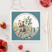 Serviette En Papier Bois Animaux Ours Salle De Jeux Décor Repas (En situation)