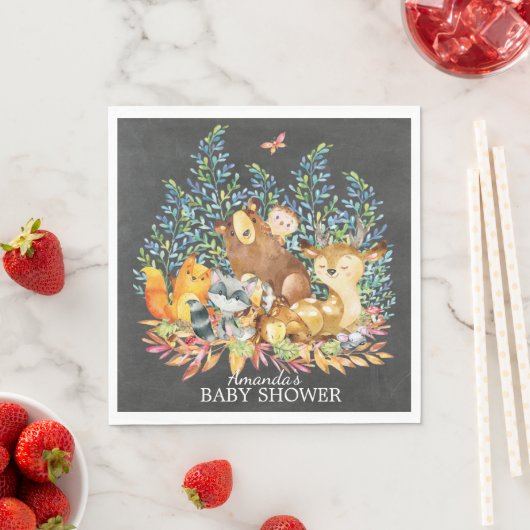 Serviette En Papier Bois Animaux Papier Neutre Baby shower serviettes (En situation)