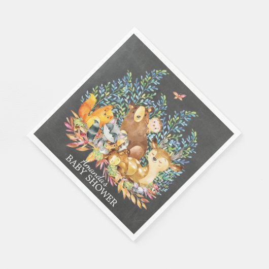Serviette En Papier Bois Animaux Papier Neutre Baby shower serviettes (Coin)