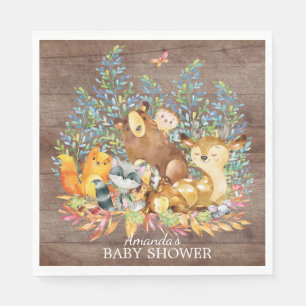 Serviette En Papier Bois Animaux Papier Neutre Baby shower serviettes