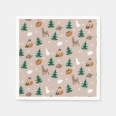 Serviette En Papier Bois Animaux Renard Cerf Lapin Snowflakes Arbres (Devant)