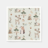 Serviette En Papier Bois animaux sauge vert Baby shower rustique (Devant)