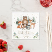 Serviette En Papier Bois Animaux Végétation Baby shower forestier (En situation)