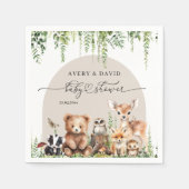 Serviette En Papier Bois Animaux Végétation Champignons Baby shower (Devant)