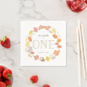 Serviette En Papier Bois Animaux Wreath Automne 1er Anniversaire (En situation)