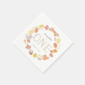 Serviette En Papier Bois Animaux Wreath Automne 1er Anniversaire (Coin)