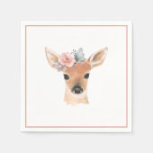 Serviette En Papier Bois Baby shower Forêt Animaux Fleurs (Devant)