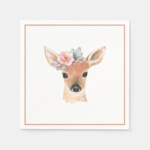 Serviette En Papier Bois Baby shower Forêt Animaux Fleurs