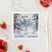 Serviette En Papier Bois Bébé Animaux Hiver Baby shower garçon (En situation)