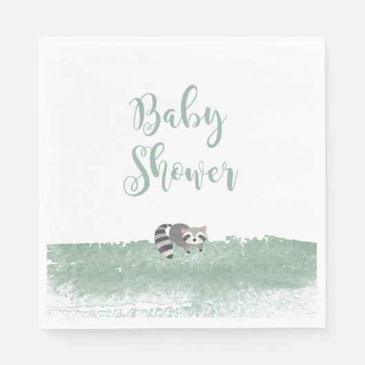 Serviette En Papier Bois Bébé Animaux Végétation Baby shower serviette (Devant)