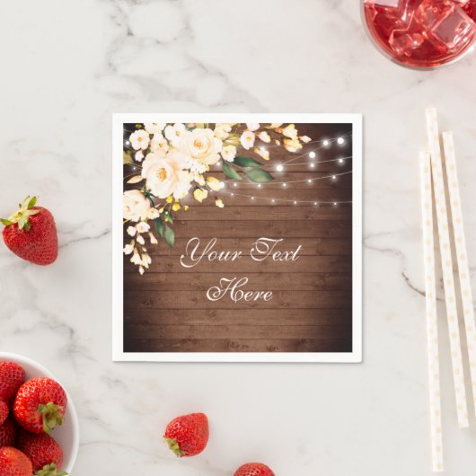 Serviette En Papier Bois & Blush Rose Verdure Rustique Mariage Papier (En situation)