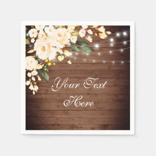 Serviette En Papier Bois & Blush Rose Verdure Rustique Mariage Papier