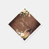 Serviette En Papier Bois & Blush Rose Verdure Rustique Mariage Papier (Coin)