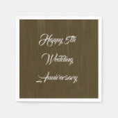 Serviette En Papier Bois Brown 5e anniversaire Mariage traditionnel, (Devant)