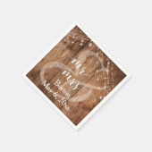 Serviette En Papier Bois Brown rustique, Chaînes lumineuses blanches M (Coin)