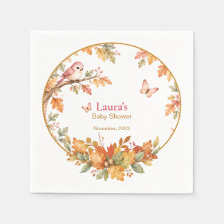 Serviette En Papier Bois d'automne Feuilles d'automne Oiseau et papill