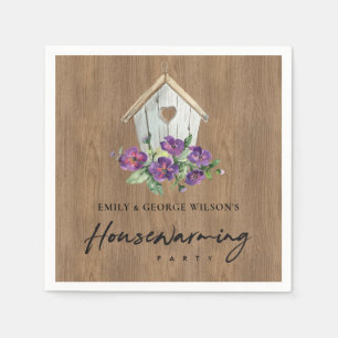 SERVIETTE EN PAPIER BOIS DE BOIS FLORAL BIRD HOUSE HOUSEWARMINING