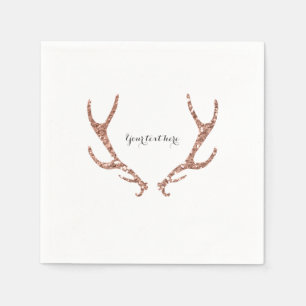 Serviette En Papier Bois de cerf rustique pailleté de rose fête glamou